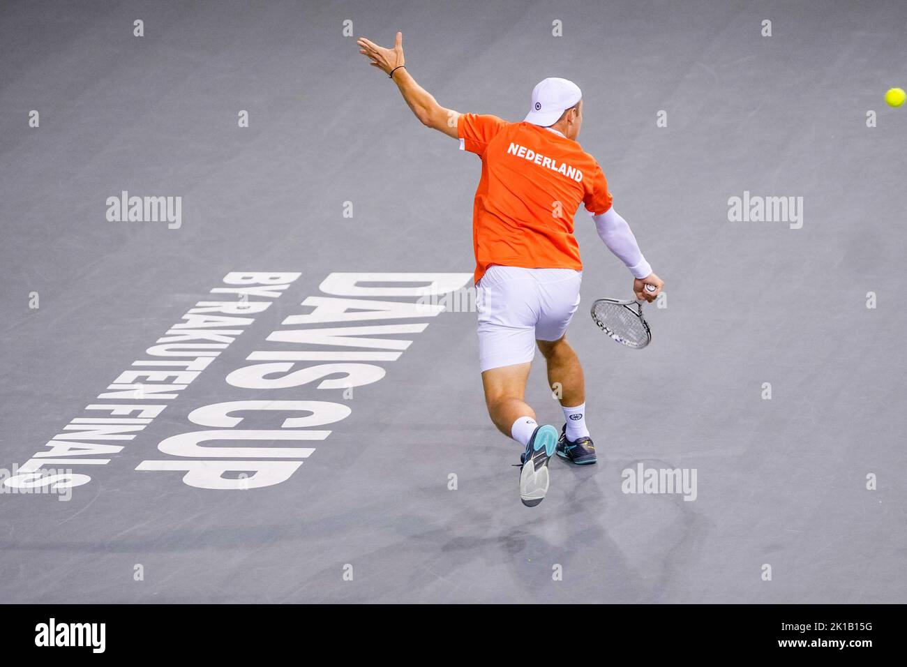 Glasgow, UK. 16th Sep, 2022. GLASGOW, SCOTLAND - SEPTEMBER 16: Tallon Griekspoor of the Netherlands during the Davis Cup by Rakuten Group Stage 2022 Glasgow match between Great Britain and the Netherlands at Emirates Arena on September 16, 2022 in Glasgow, Scotland. Credit: BSR Agency/Alamy Live News Stock Photo