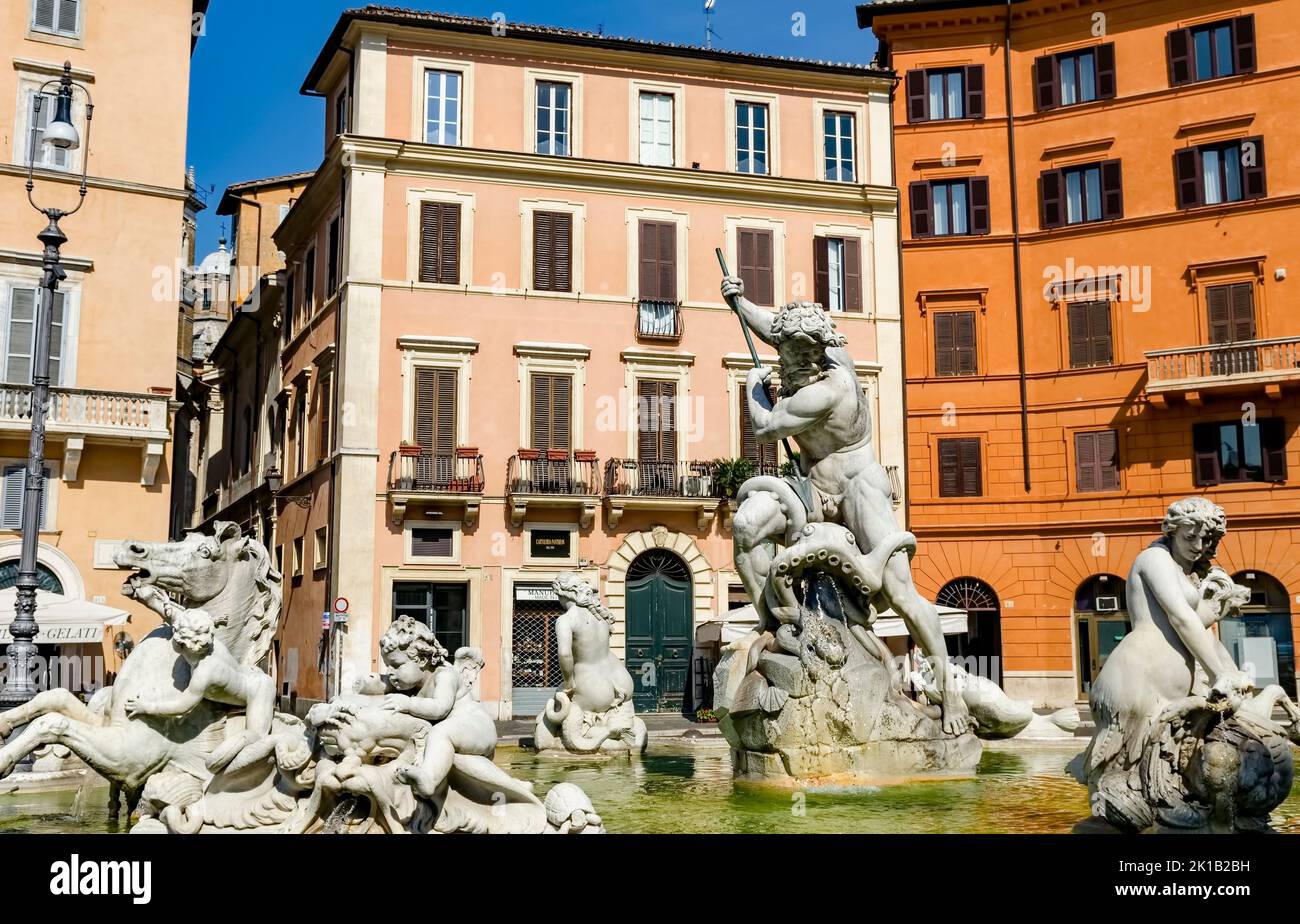 Neptune, Piazza Navona in Rome Italy Stock Photo