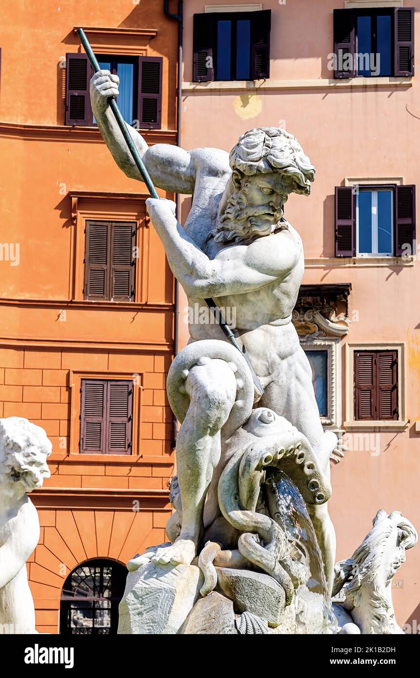 Neptune fountain in Piazza Navona in Rome, Italy Stock Photo