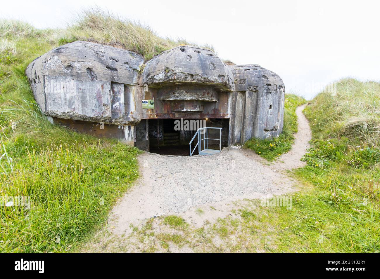 Old bunker from world war 2 at the danish coast in Hirtshals. Stock Photo
