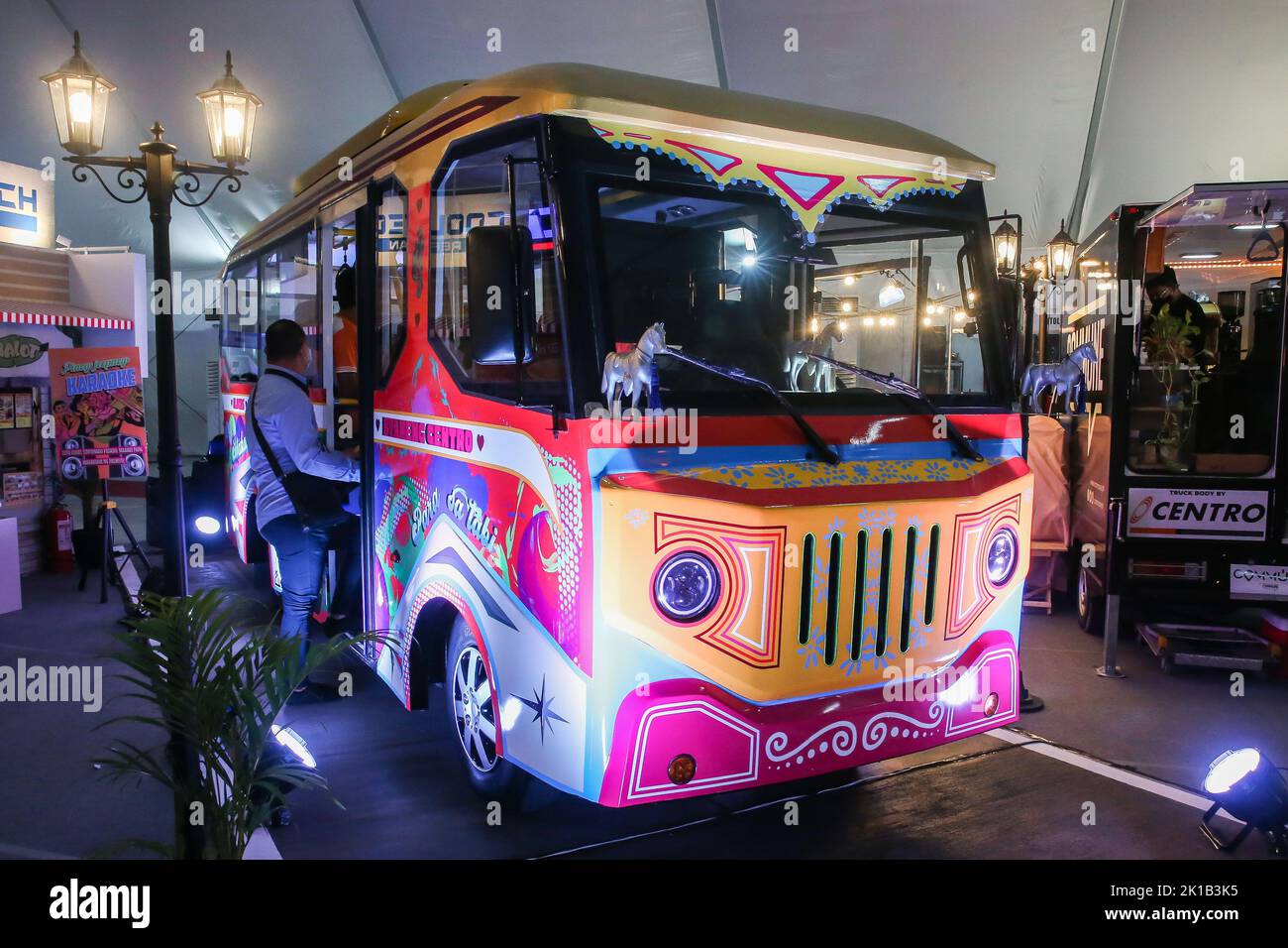Pasay City, Philippines. 17th Sep, 2022. A concept modern public utility jeepney is seen at the Philippine International Motor Show in Pasay City, the Philippines, Sept. 17, 2022. Credit: Rouelle Umali/Xinhua/Alamy Live News Stock Photo