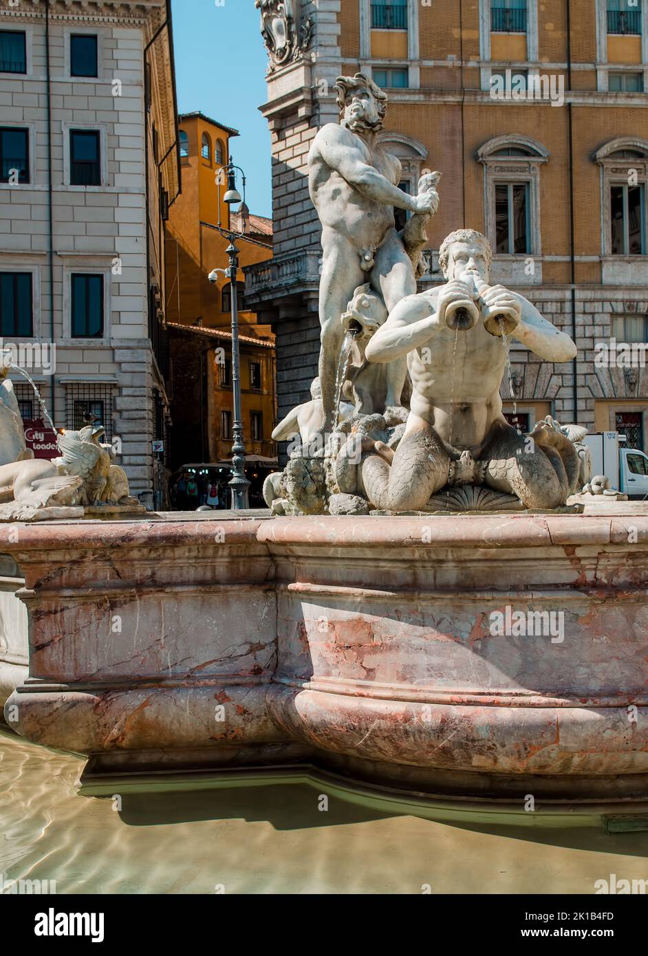 the Moor Fountain , Fontana del Moro, in Piazza Navona rome italy Stock Photo