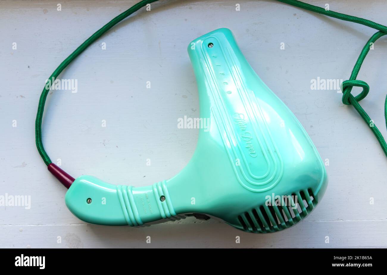 close up vintage green Pifco plastic hairdryer at Beamish open air museum county durham Stock Photo