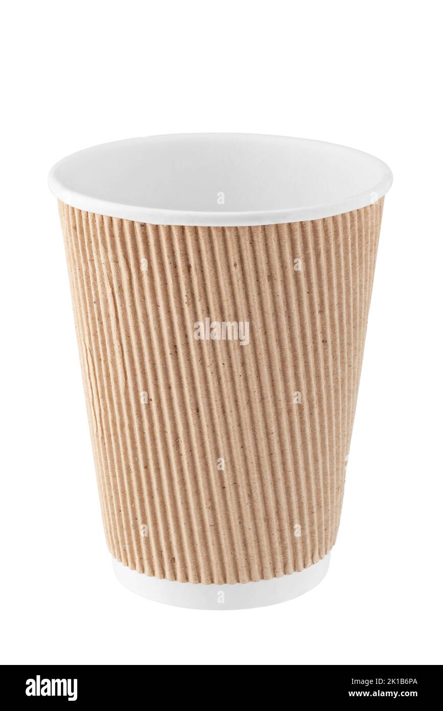 Empty brown disposable paper cup for drinks isolated on white ...