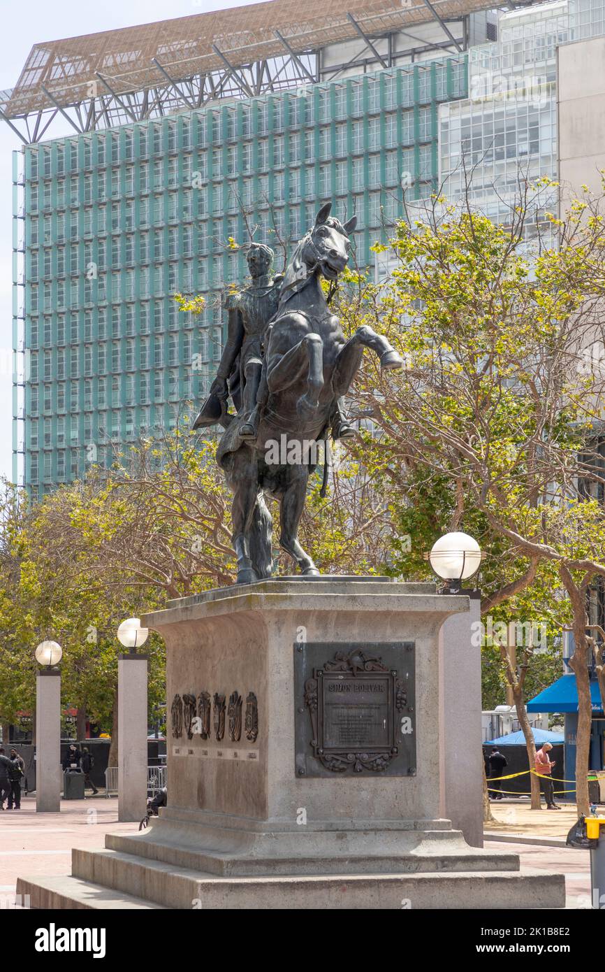 San Francisco, USA - June 7, 2022:   Day view of Simon Bolivar Statue in San Francisco, California. USA. Stock Photo