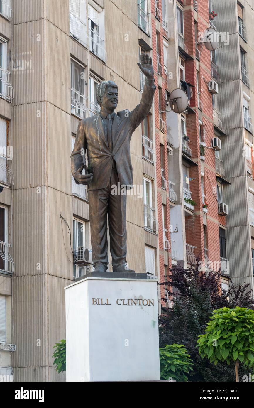 Pristina, Kosovo - June 5, 2022: Bill Clinton statue in Pristina, the capital of Kosovo. William Jefferson Clinton was 42nd president of the United St Stock Photo