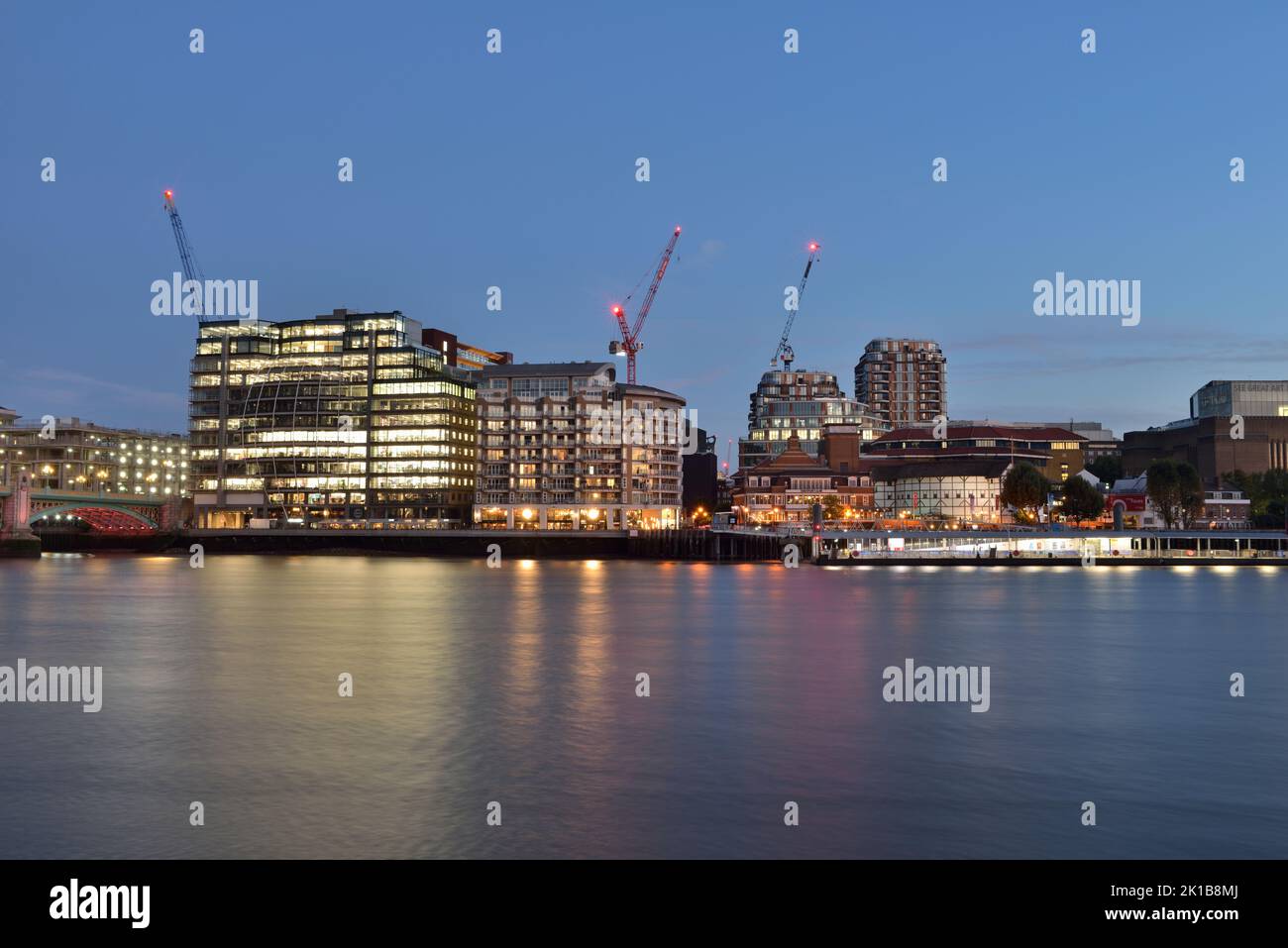 Riverside House, Shakespeare's Globe and Bankside Pier, New Globe Walk, Bankside, Southwark, London, United Kingdom Stock Photo