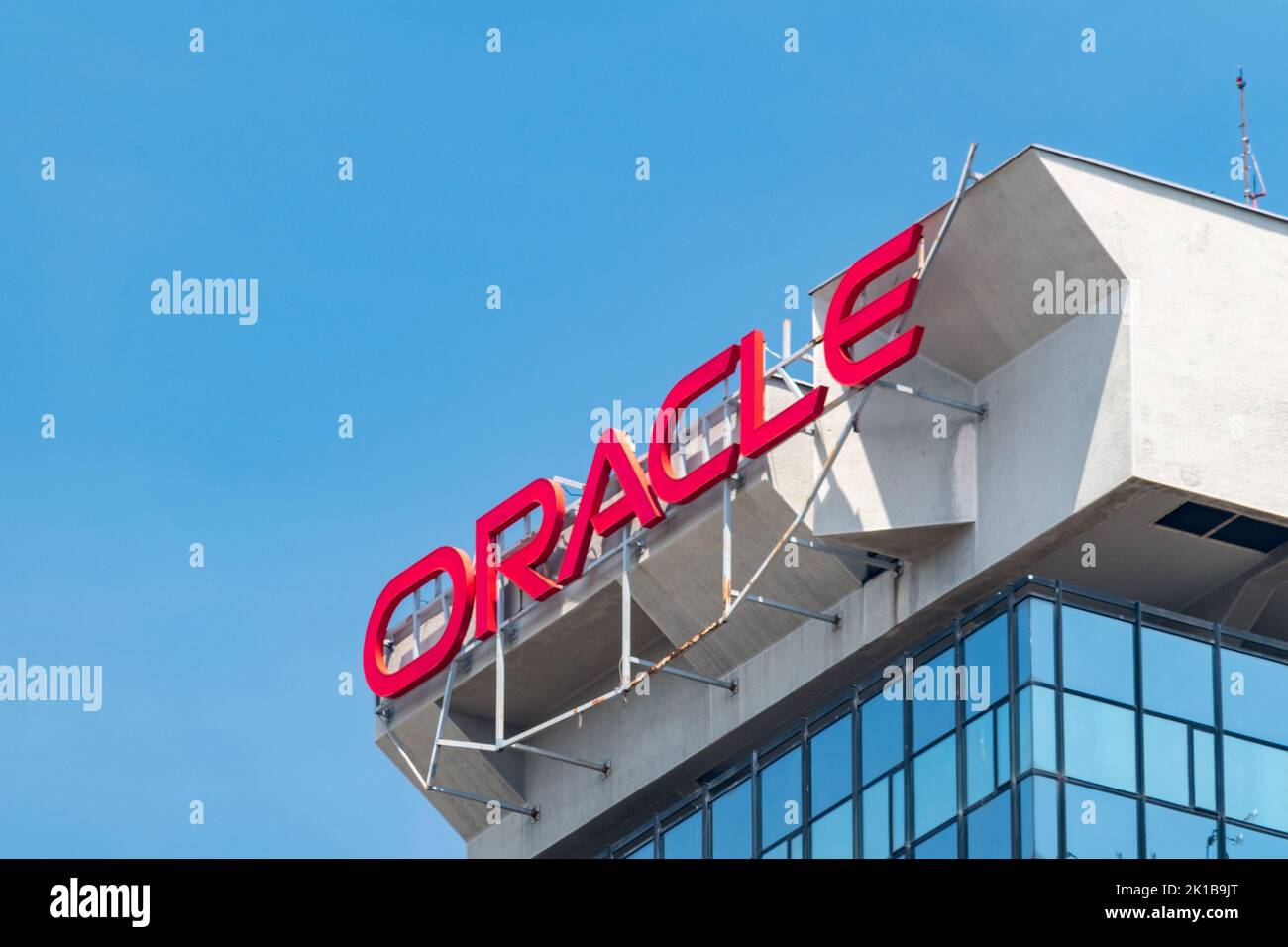 Sarajevo, Bosnia and Herzegovina - June 3, 2022: The logo of Oracle Corporation. Stock Photo