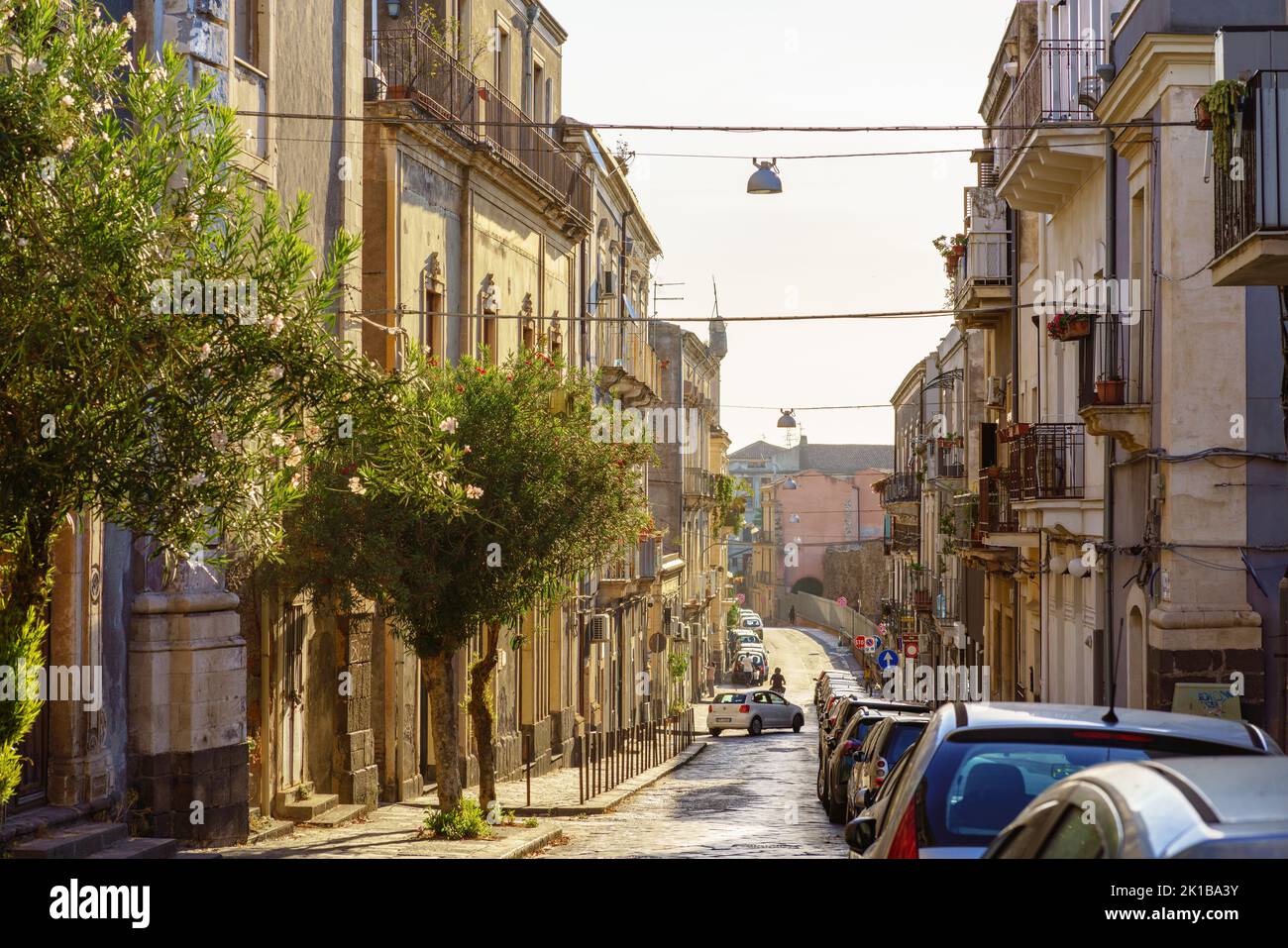 Catania, Italy. September 12, 2022. Random picturesque street in Catania old town Stock Photo