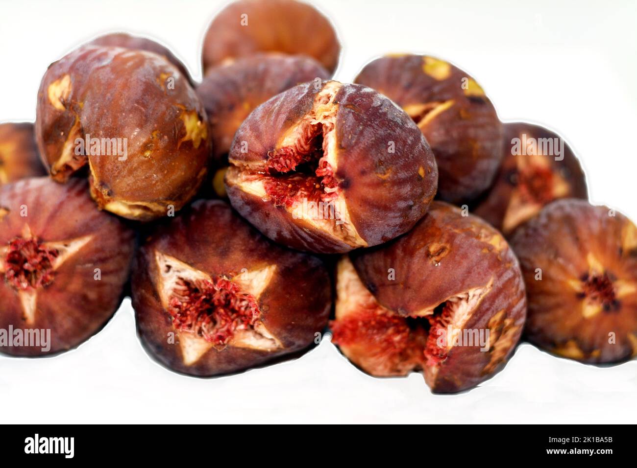 stack of figs parchment fruit isolated on white background, fig is the