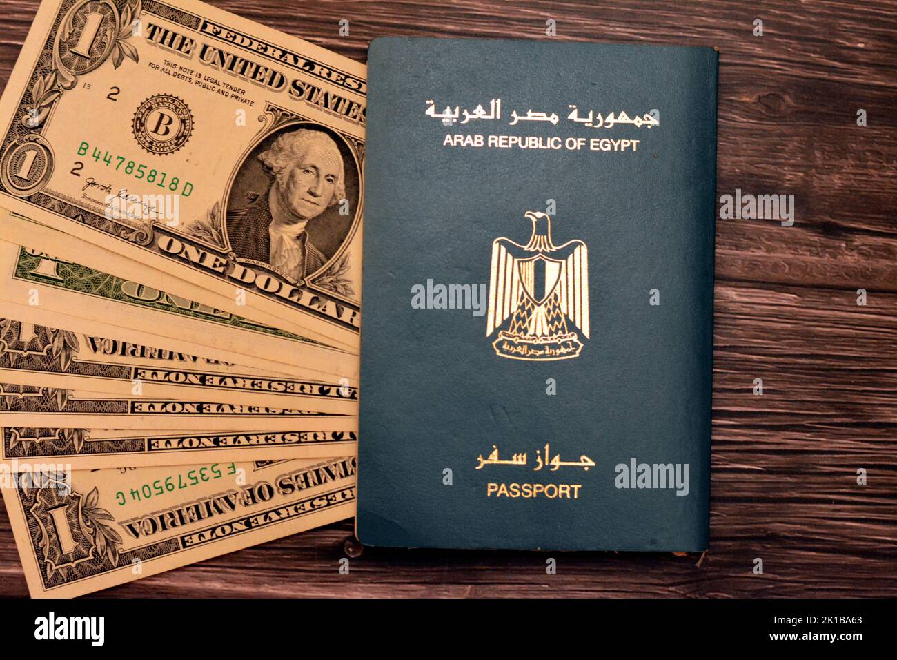 Egyptian passport with American dollars of 1 one United states money