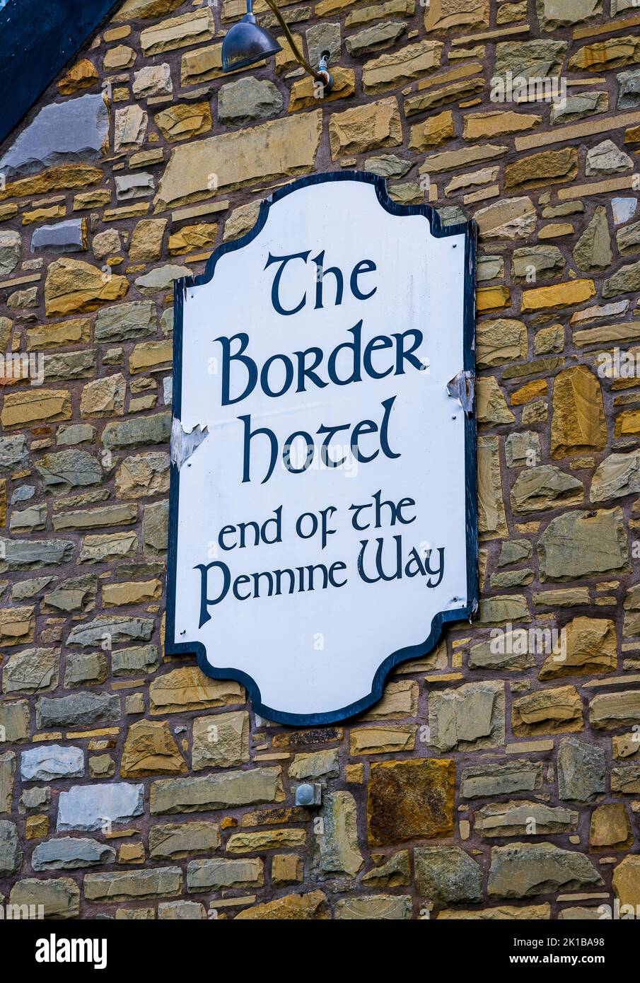 The Border Hotel, Kirk Yetholm, Scottish Borders, UK.  Which marks the northern end of The Pennine Way long-distance footpath Stock Photo
