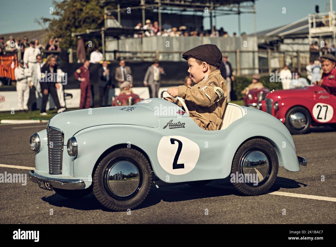 Goodwood, Chichester, UK. 17th Sept, 2022. Pedal car and Driver during the Settrington Cup - J40 Pedal Car Race at the Goodwood Revival (Photo by Gergo Toth / Alamy Live News) Stock Photo