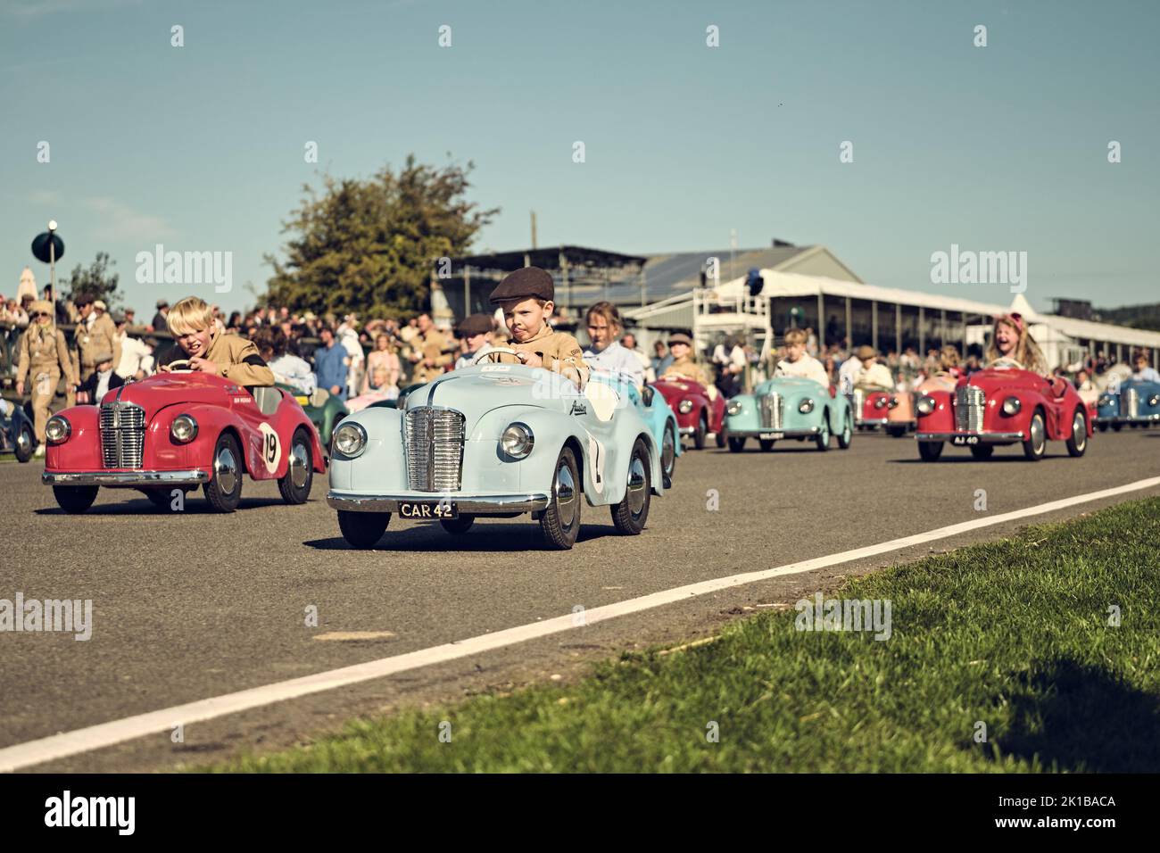 Goodwood, Chichester, UK. 17th Sept, 2022. Pedal car and Driver during the Settrington Cup - J40 Pedal Car Race at the Goodwood Revival (Photo by Gergo Toth / Alamy Live News) Stock Photo
