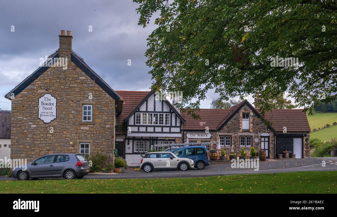 The Border Hotel, Kirk Yetholm, Scottish Borders, UK. Which marks the