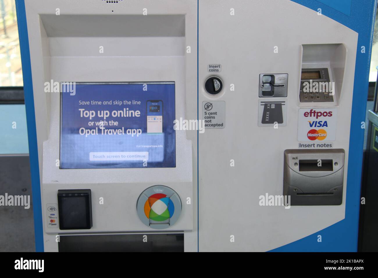 Opal card top up machine at Flemington train station in Sydney