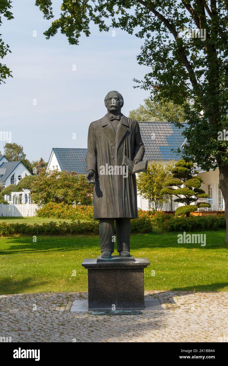 A statue of  Theodor Fontane at Schwielowsee, Brandenburg, Germany Stock Photo