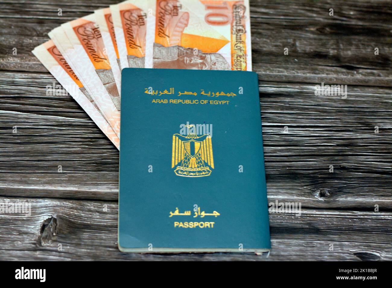 Egyptian passport with new polymer 10 EGP LE ten Egyptian pounds money