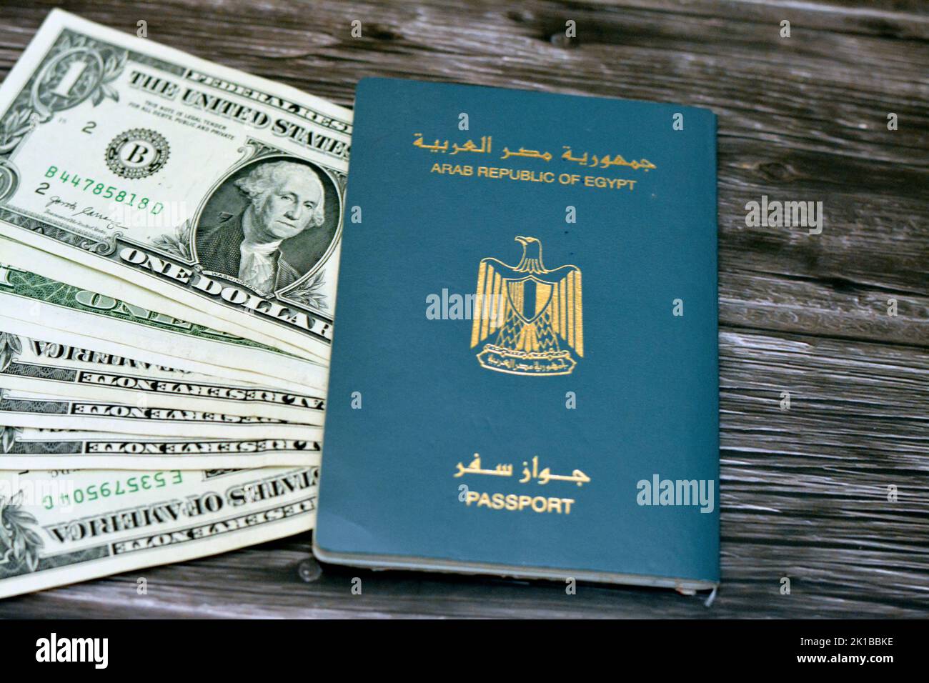Egyptian passport with American dollars of 1 one United states money
