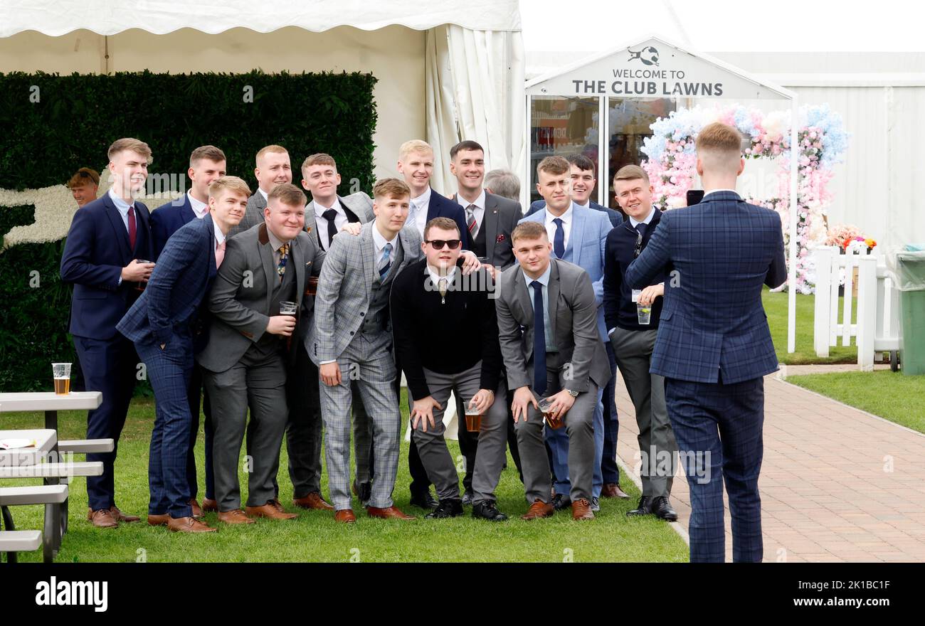 Racegoers during the Virgin Bet Ayr Gold Cup day at Ayr Racecourse, Ayr. Picture date: Saturday September 17, 2022. Stock Photo