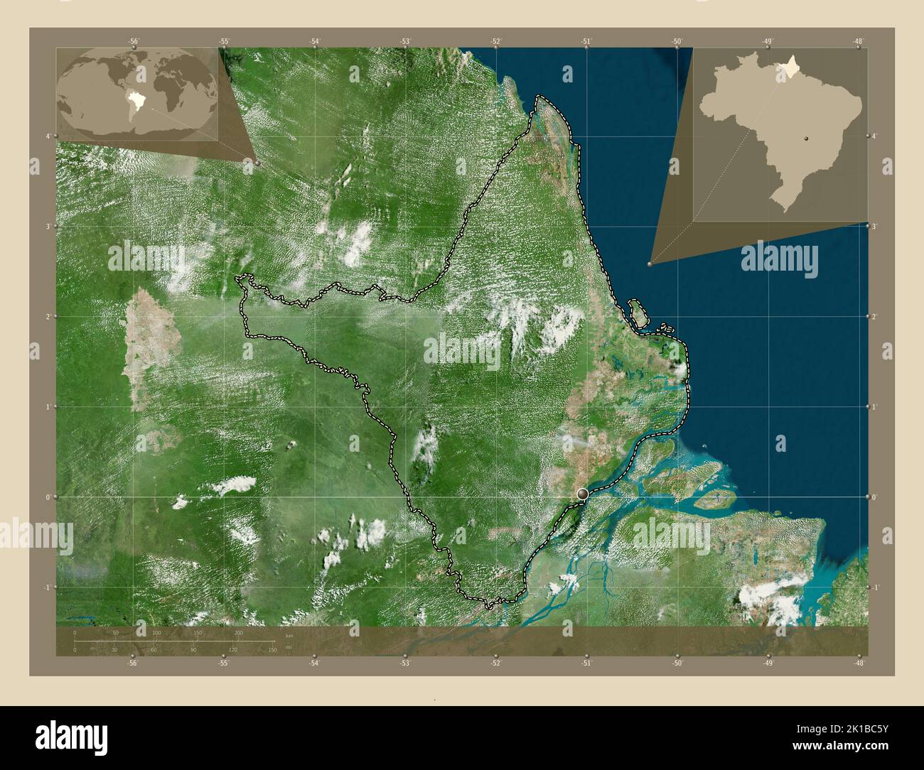 Amapa, state of Brazil. High resolution satellite map. Corner auxiliary location maps Stock Photo