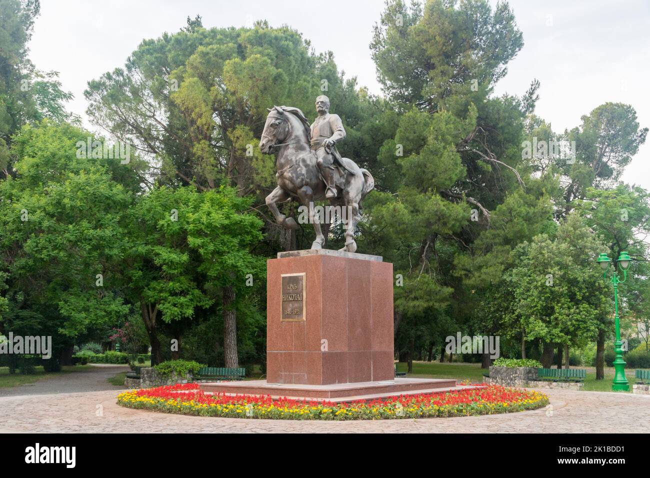 Nicholas I of Montenegro (Nikola I Petrovic-Njegos) Equestrian Monument in Podgorica, Montenegro. Stock Photo