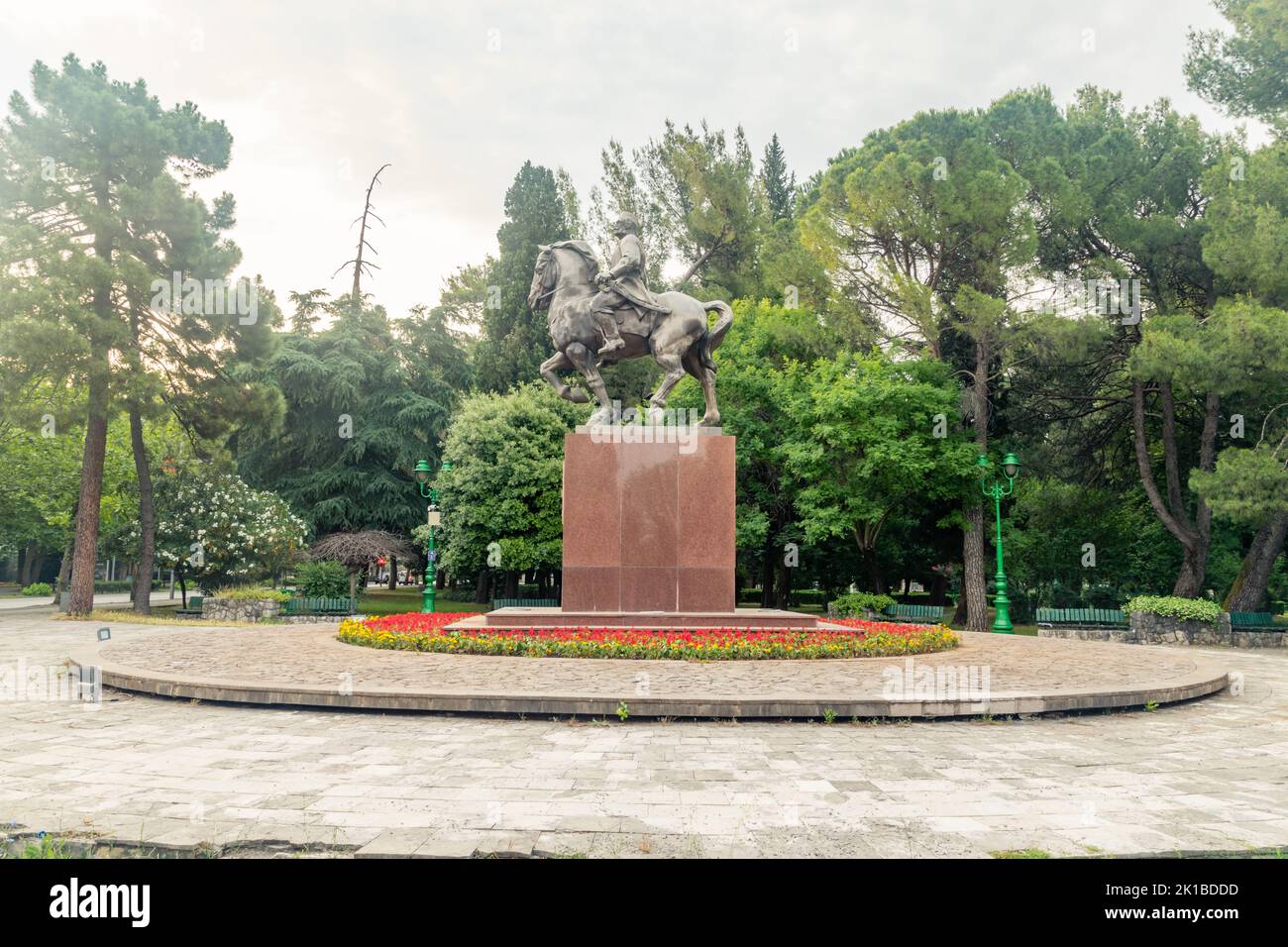 Podgorica, Montenegro - June 4, 2022: Equestrian Monument Nicholas I of Montenegro in capital of Montenegro. Stock Photo