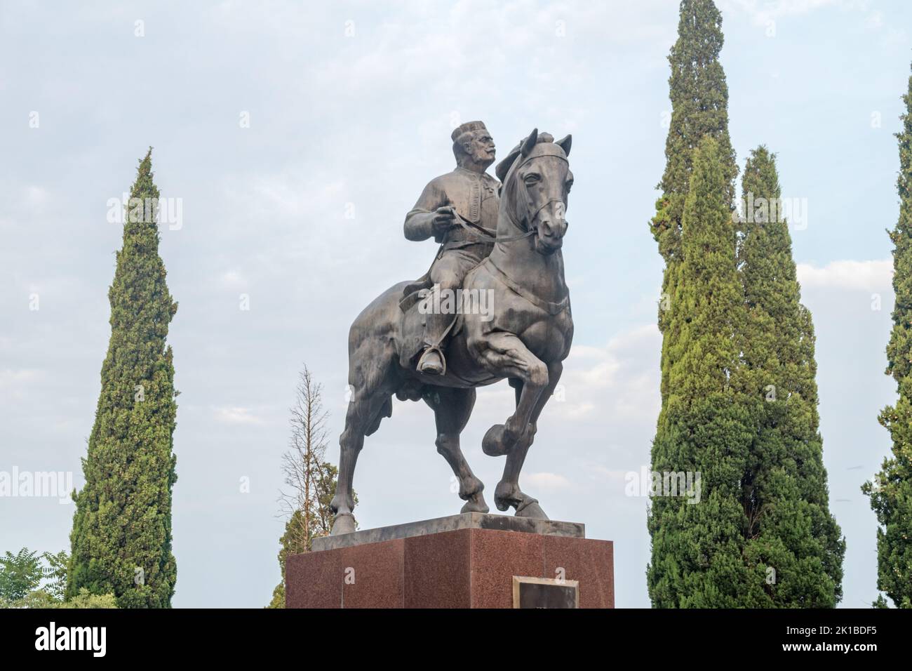 Podgorica, Montenegro - June 4, 2022: Close up on Equestrian Monument Nicholas I of Montenegro in capital of Montenegro, Podgorica. Stock Photo