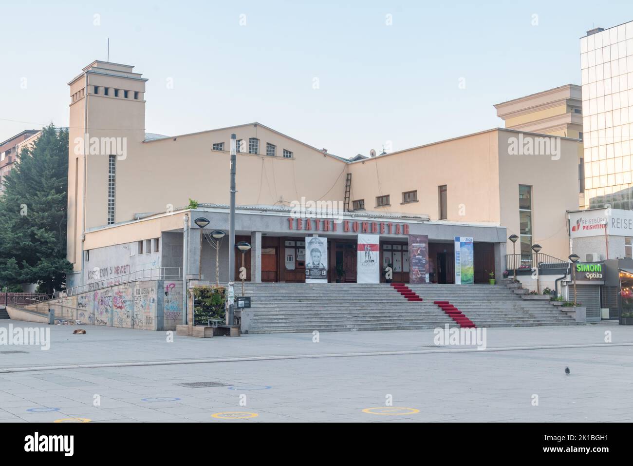 Pristina, Kosovo - June 5, 2022: The National Theatre of Kosovo. Teatri