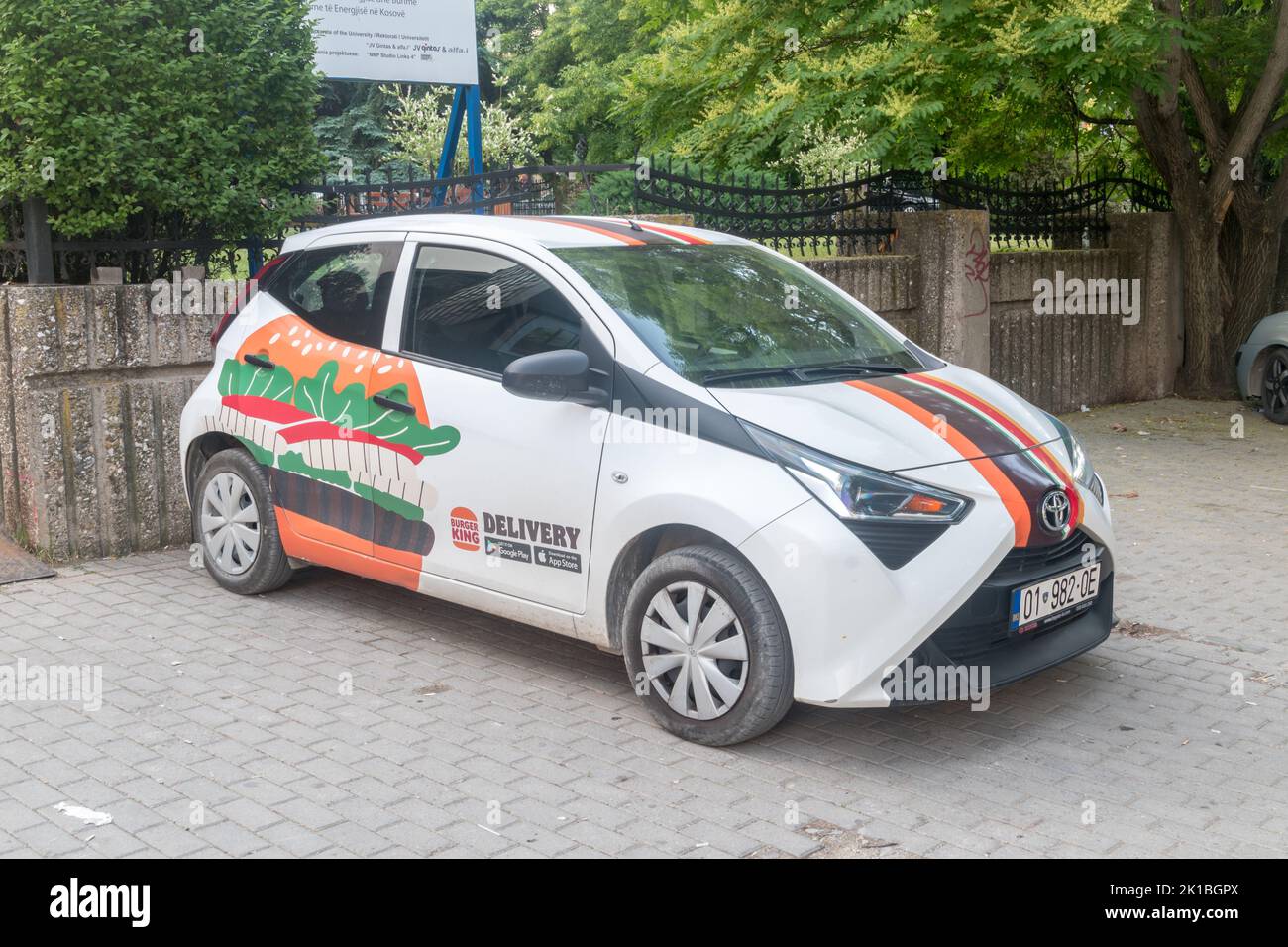 Pristina, Kosovo June 5, 2022 Burger King delivery car Stock Photo