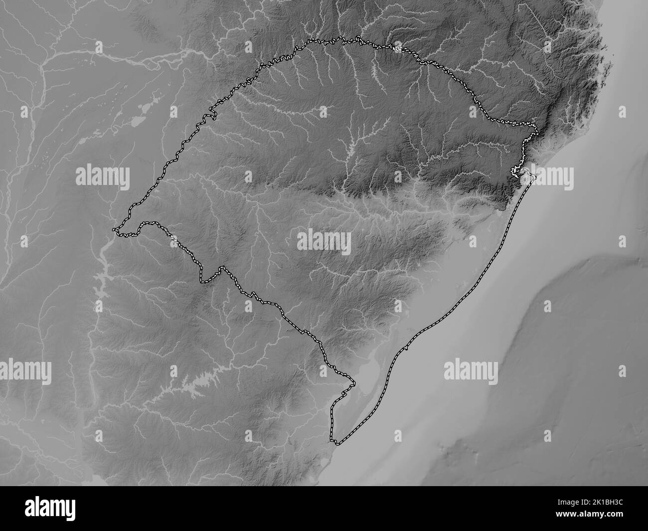 Brazil map zoom border grayscale - Rio Grande Do Sul State Of Brazil Grayscale Elevation Map With Lakes And Rivers 2K1BH3C