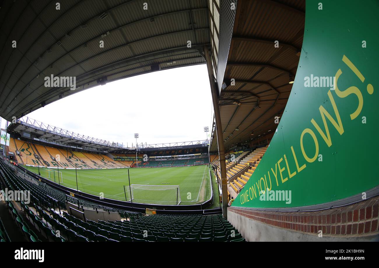 A general view of Carrow Rad before the Sky Bet Championship match between Norwich City and West Bromwich Albion. Picture date: Saturday September 17, 2022. Stock Photo