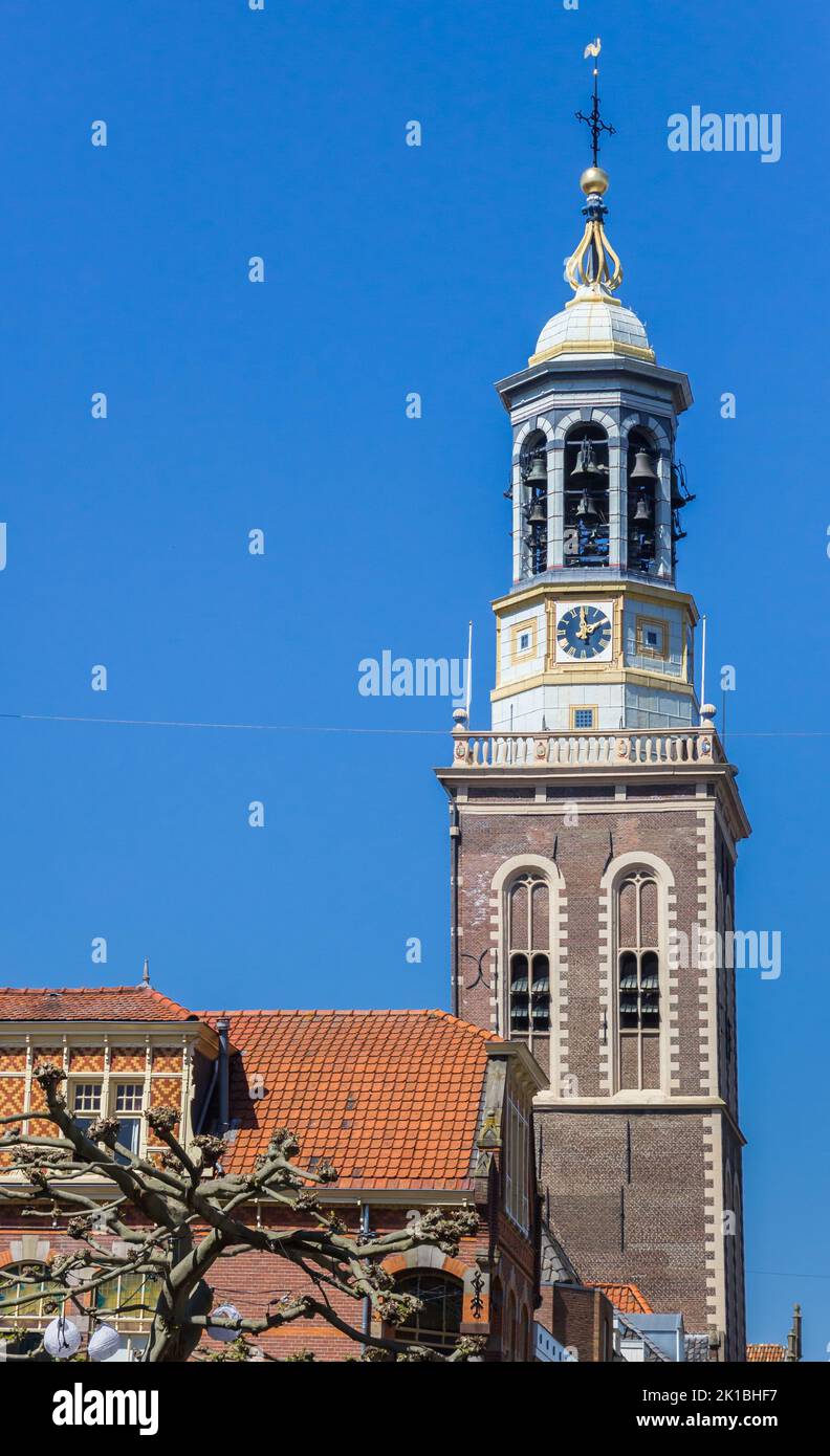 Historic clock tower in the center of Kampen, Netherlands Stock Photo