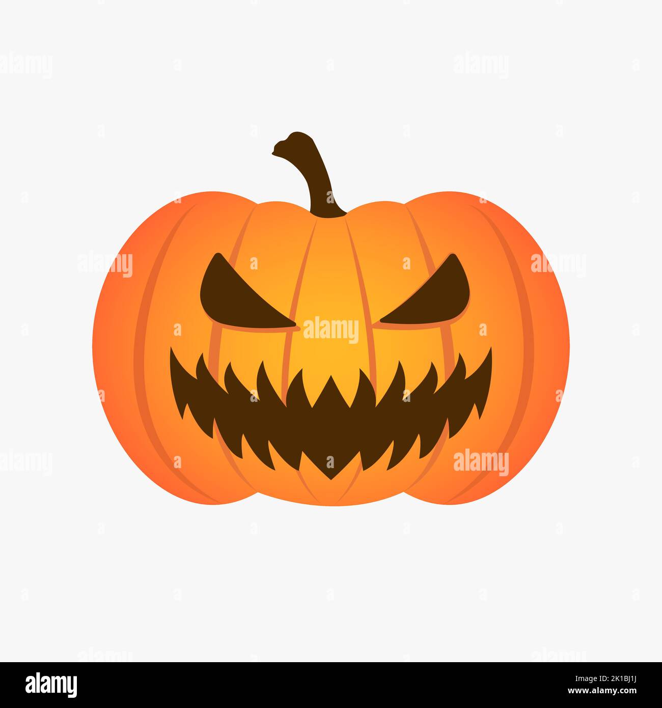 Creepy Pumpkin Smile Isolated Halloween Horror Vector Icon Illustration Stock Vector