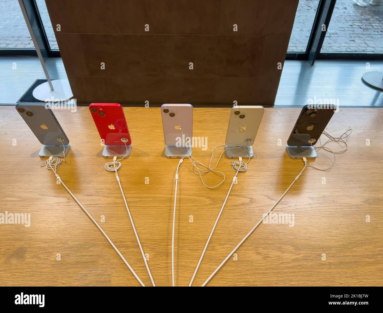 Paris, France - Sep 16, 2022: View from above of the Apple Computers ...