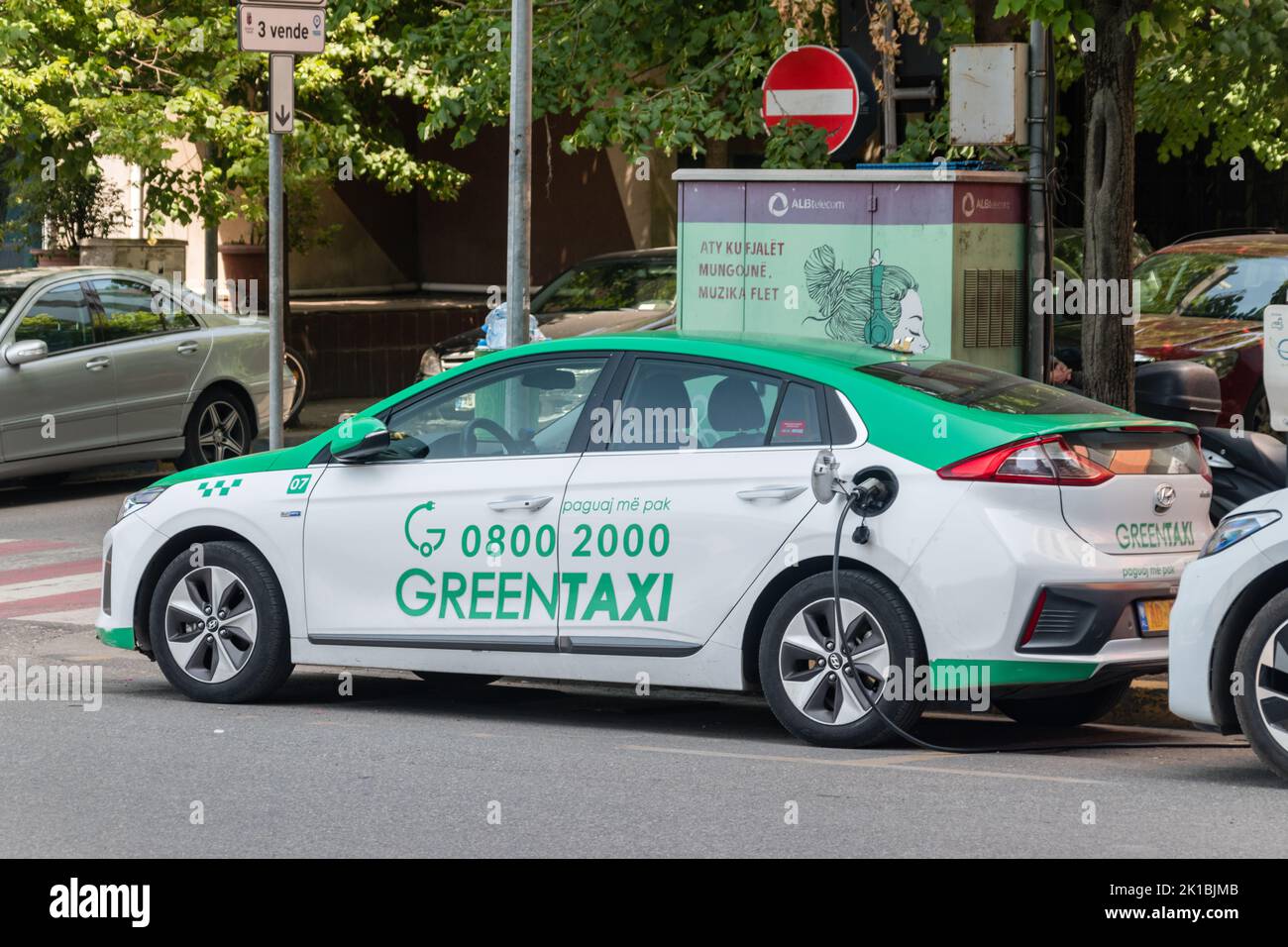 Tirana, Albania - June 4, 2022: Electric car of green taxi Stock Photo -  Alamy