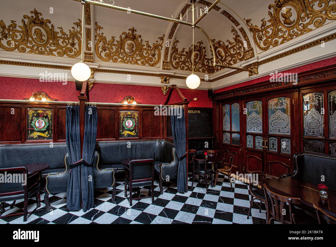 The Boleyn Tavern interior of pub  in West Ham ,London , England Stock Photo