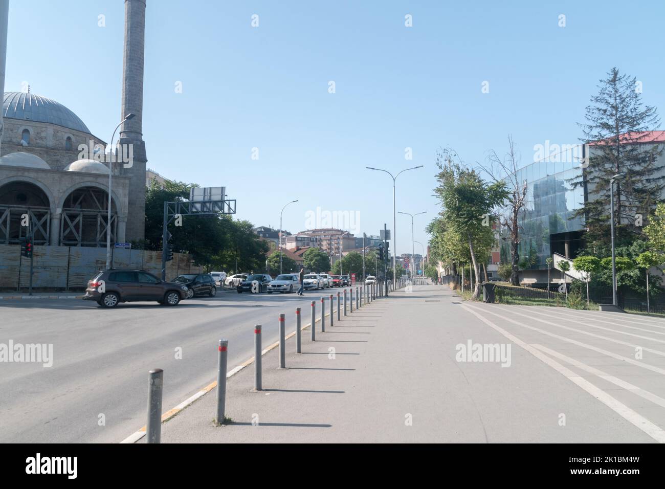 Pristina, Kosovo - June 5, 2022: Agim Ramadani street view in city