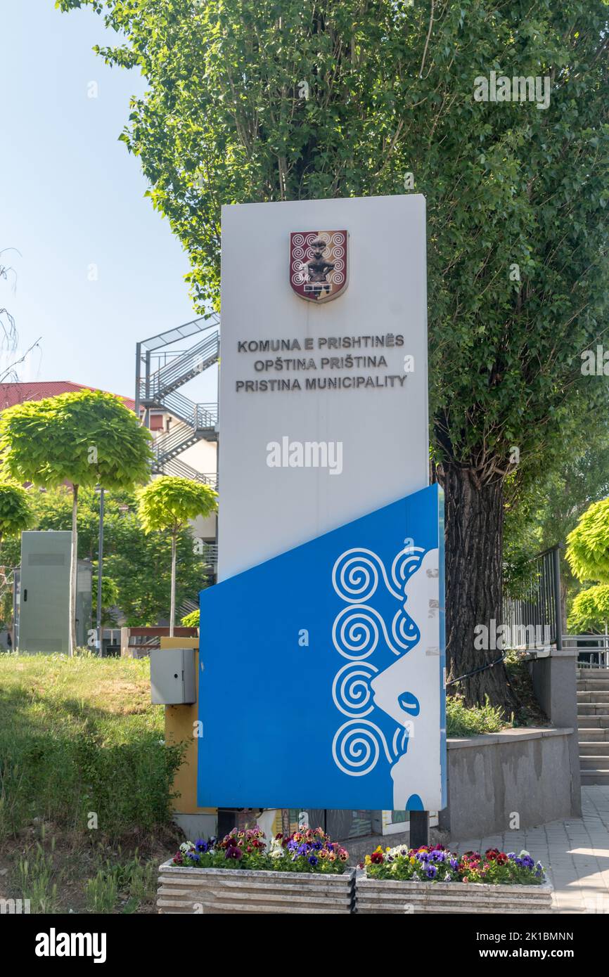 Pristina, Kosovo June 5, 2022 Emblem of Pristina Municipality Stock