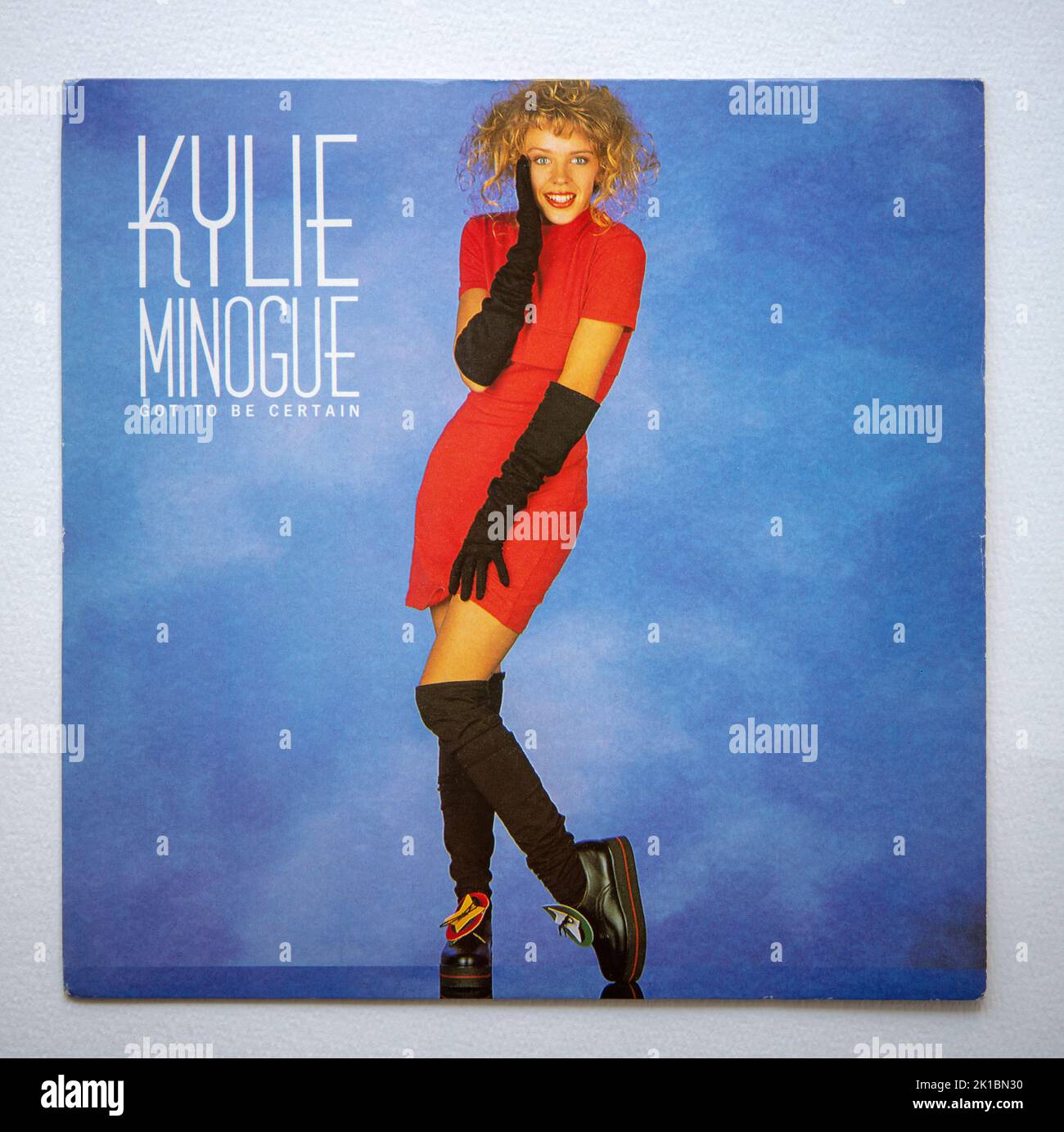 Picture cover of the seven inch single version of Got To Be Certain by Kylie Minogue, which was released in 1988 Stock Photo