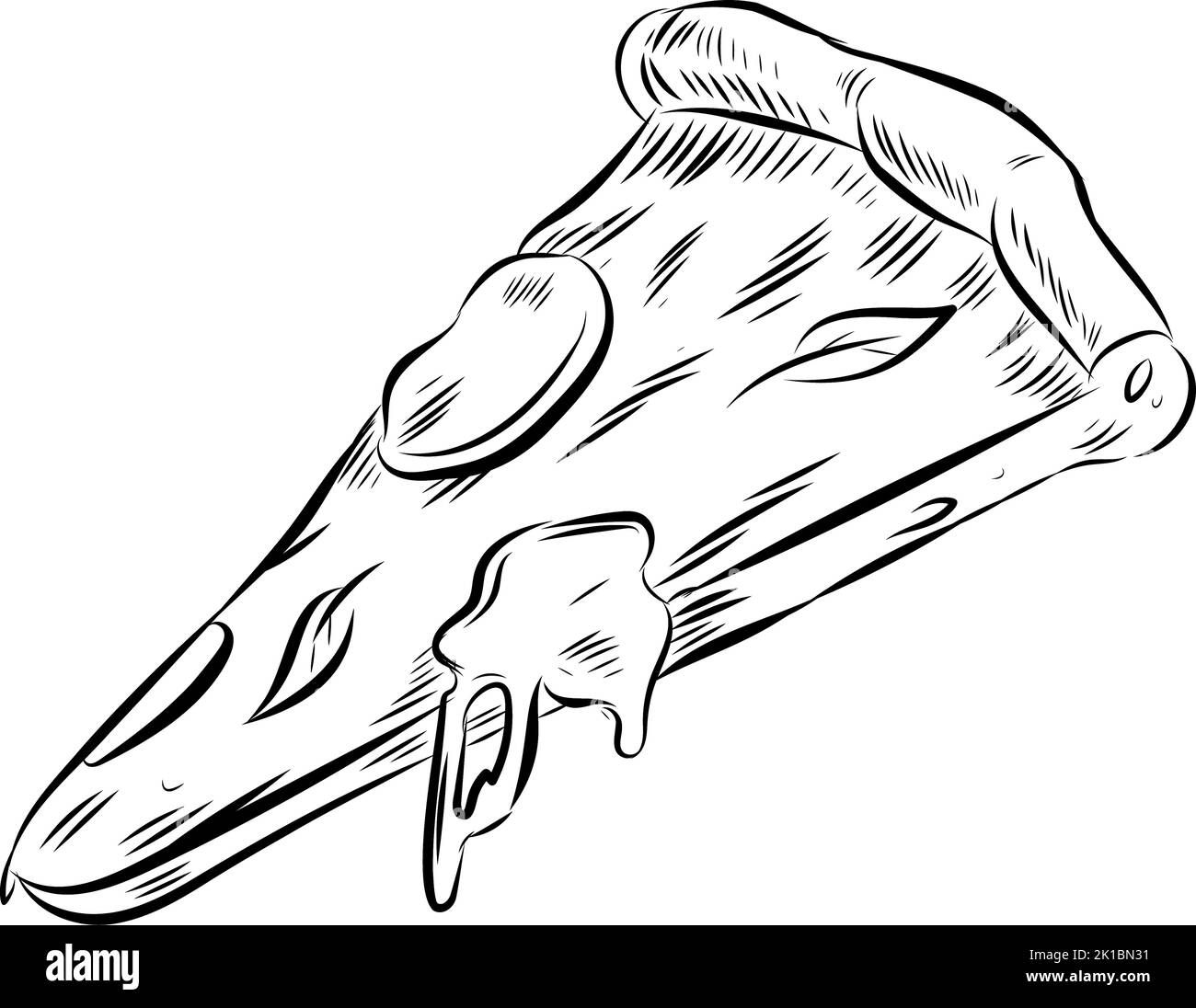 Hand drawn sketch style pizza slice,Vector illustration. Stock Vector