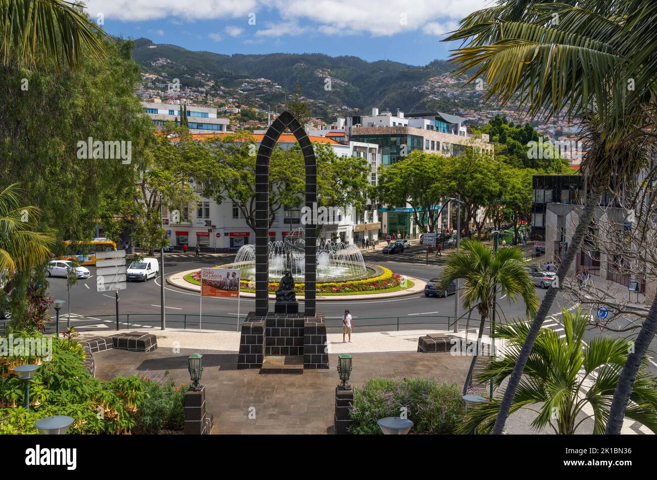 Rotunda do Infante roundabout, Funchal, Madeira, Portugal Stock Photo
