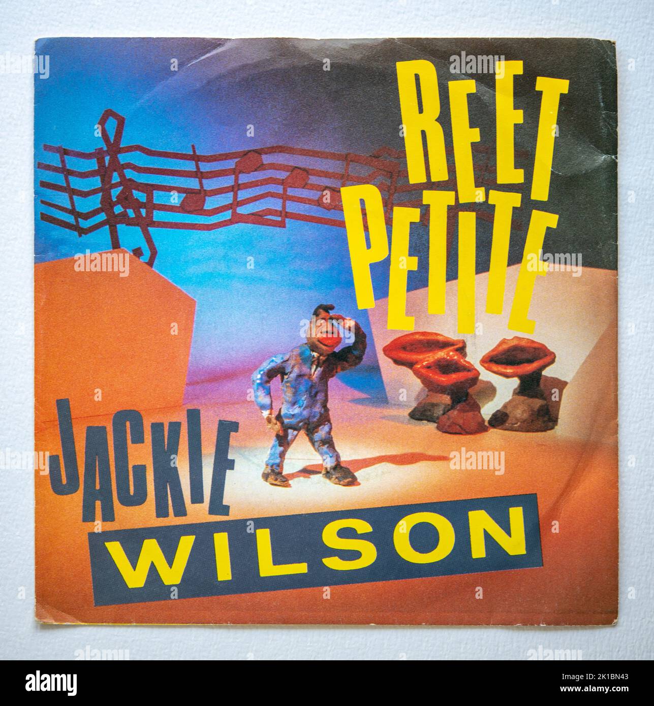 Picture cover of the seven inch single version of Reet Petite by Jackie Wilson, which was reissued in 1986 Stock Photo