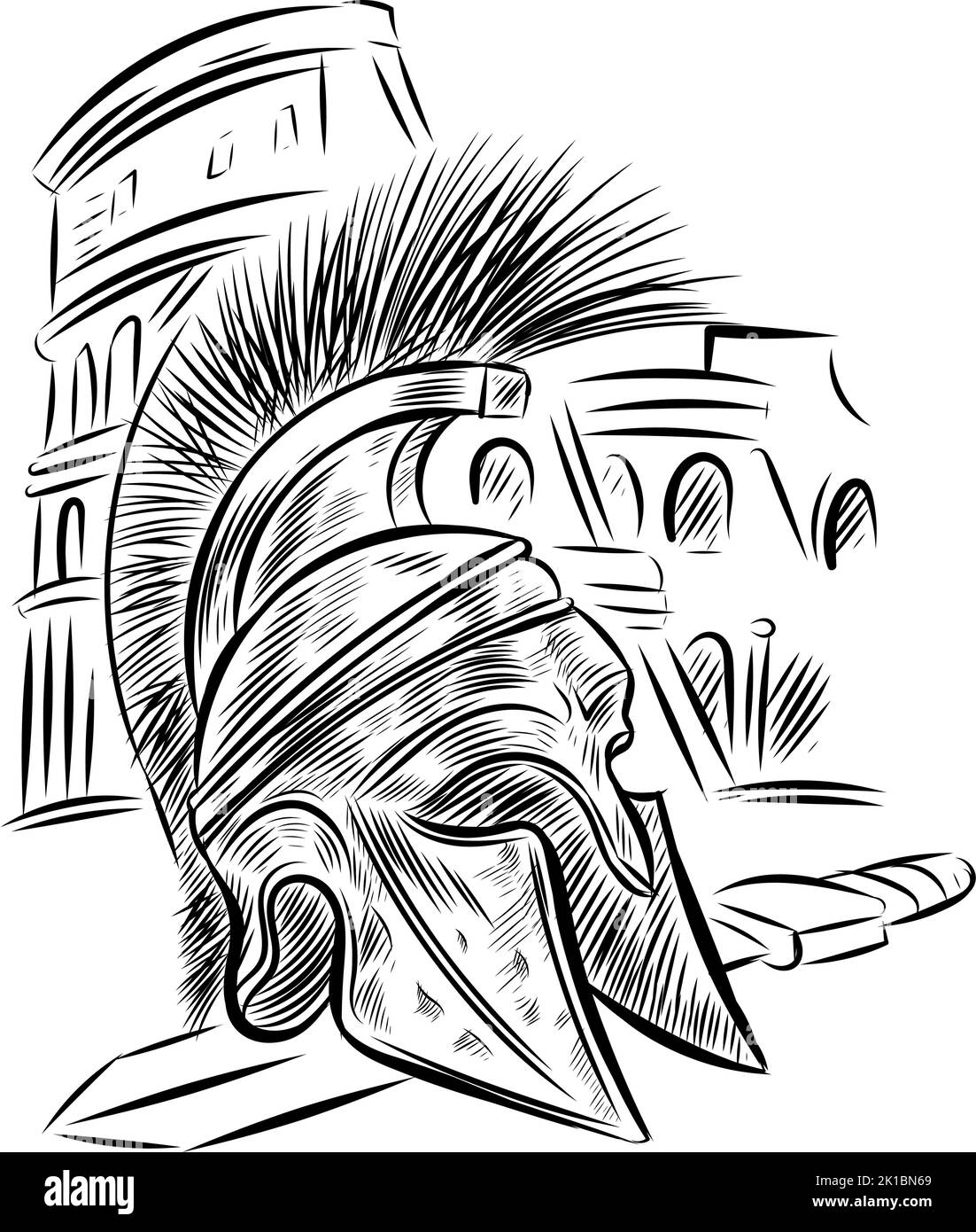 illustration Centurion Roman Soldier with colosseum Stock Vector