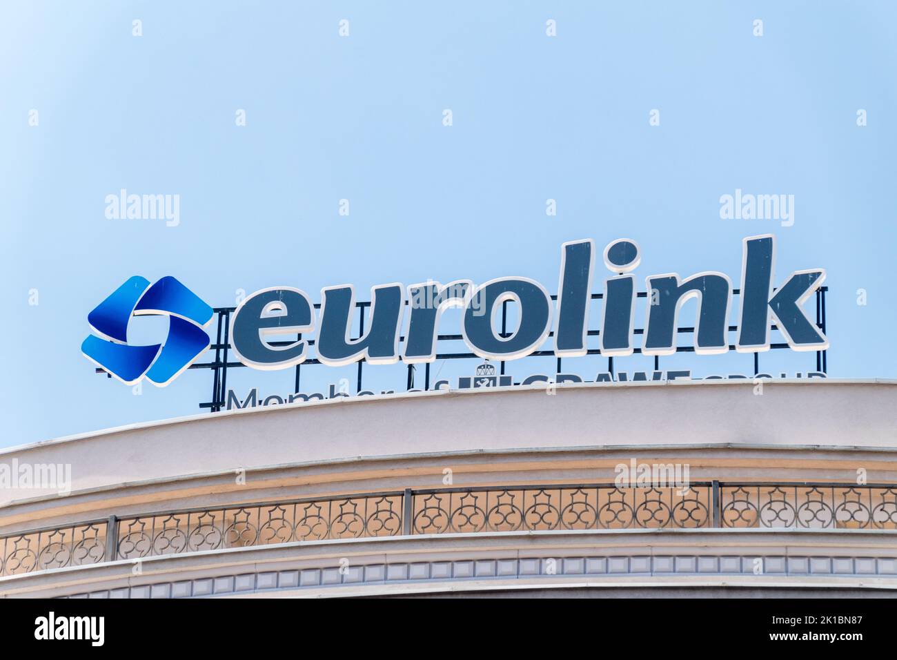 Skopje, North Macedonia June 5, 2022 Logo and sign of Eurolink