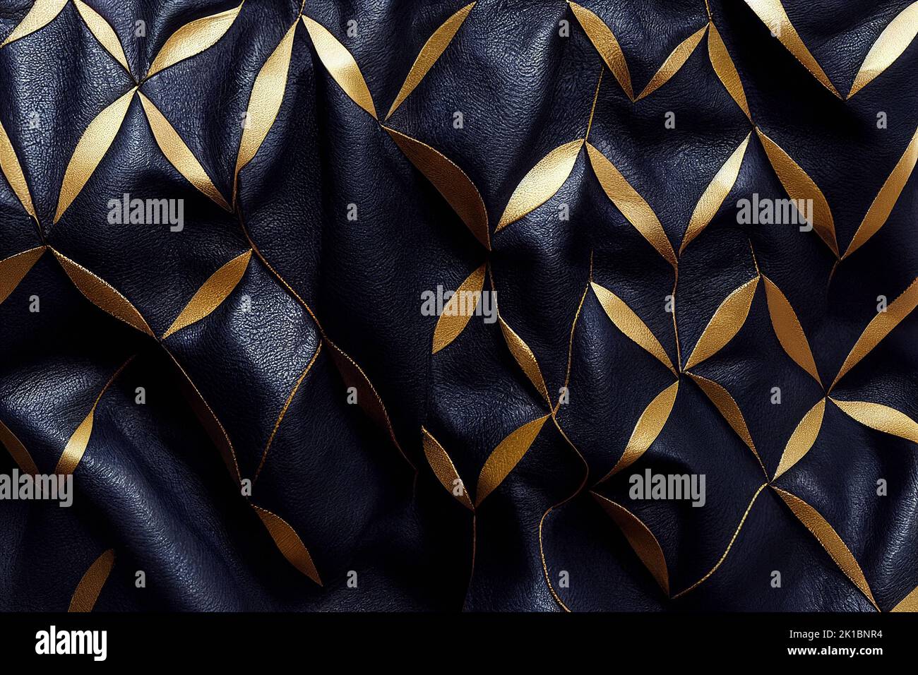The blue leather with a golden pattern, Digital Generate Image Stock Photo