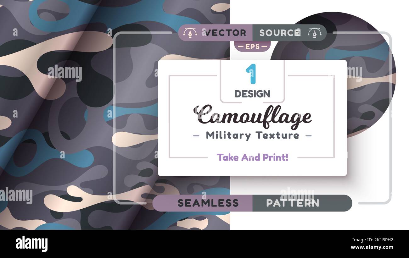 Camouflage seamless pattern, military texture, war fabric Stock Vector