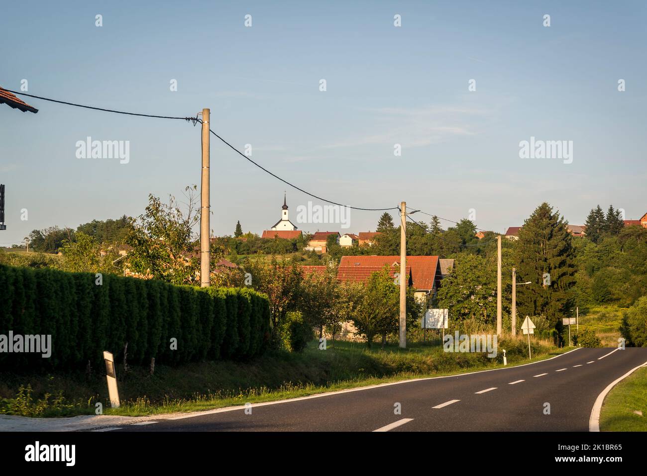 Driving through Northern Croatian countryside, Croatia Stock Photo