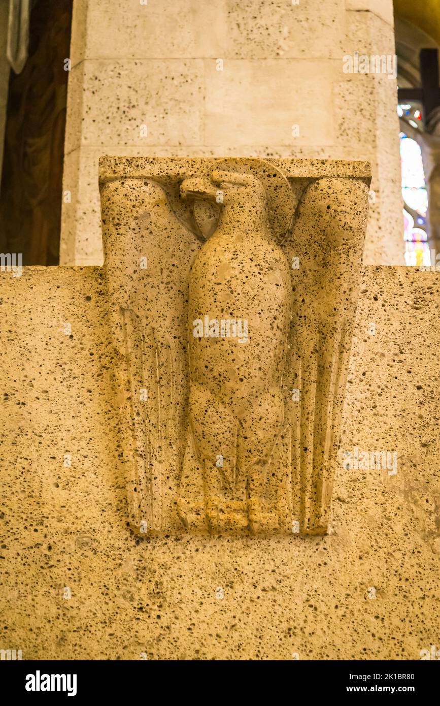 Sculpture of eagle by the Croatian sculptor Ivan Mestrovic, Interior of St Mark's Church, Upper Town, Zagreb, Croatia Stock Photo