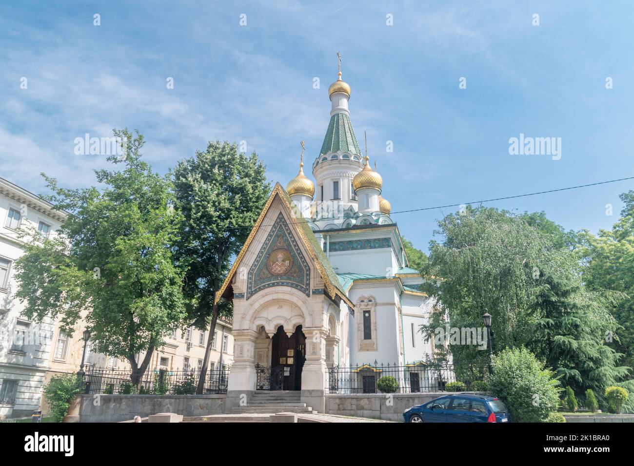 Sofia, Bulgaria - June 6, 2022: Church of St. Nicholas the Miracle-Maker (Eglise russe de Sofia). The Russian Church in capital of Bulgaria. Stock Photo